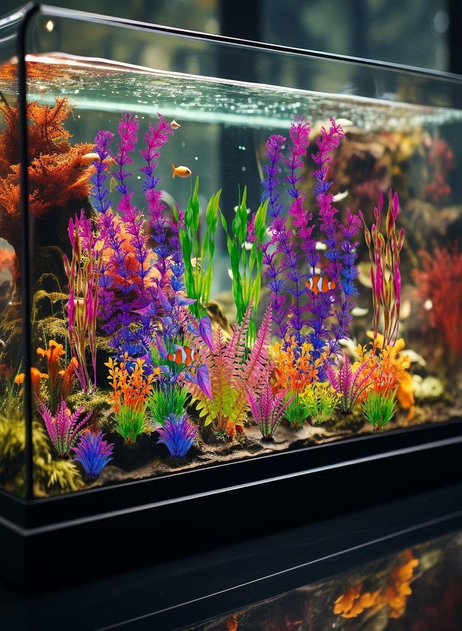 Ameliade Fish Tank Artificial Plastic Plants Decorations Large Aquarium Decor Betta Goldfish Tank Accessories Fish Bowl Ornaments（Colorful） - Image 5